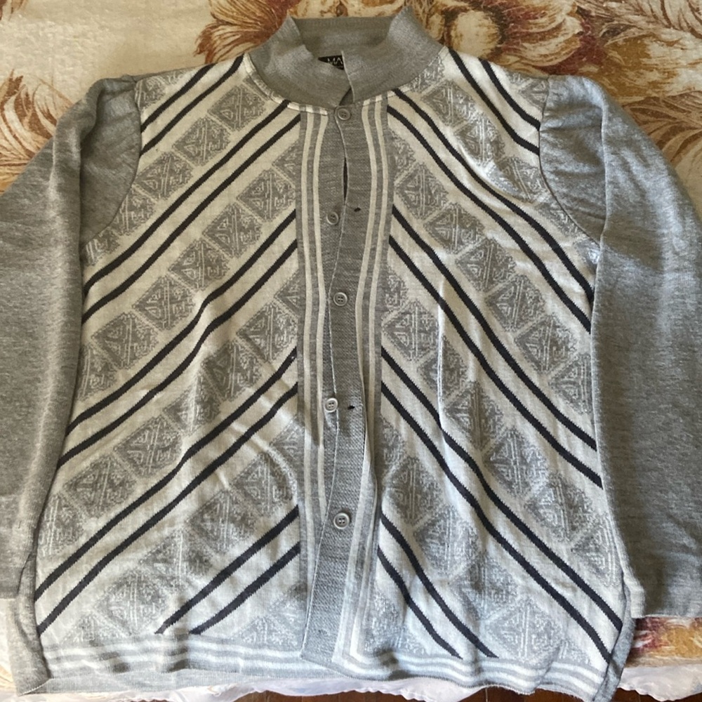 Long Sleeve Rib Collar Jacquard Knit Shirt